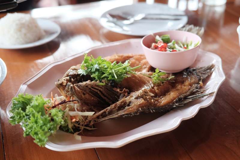 Fish dish at The Brasserie in Grand Cayman