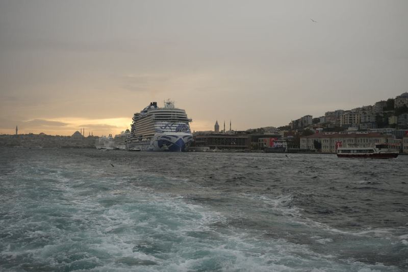 Cruise ship in storm