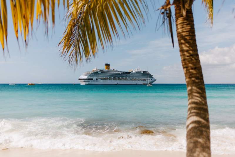 Cruise ship sailing in the Caribbean