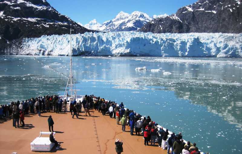 People on Alaska Cruise Ship Glacier Watching