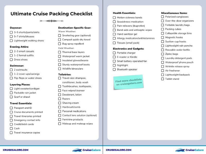 Ultimate Cruise Packing Checklist Preview